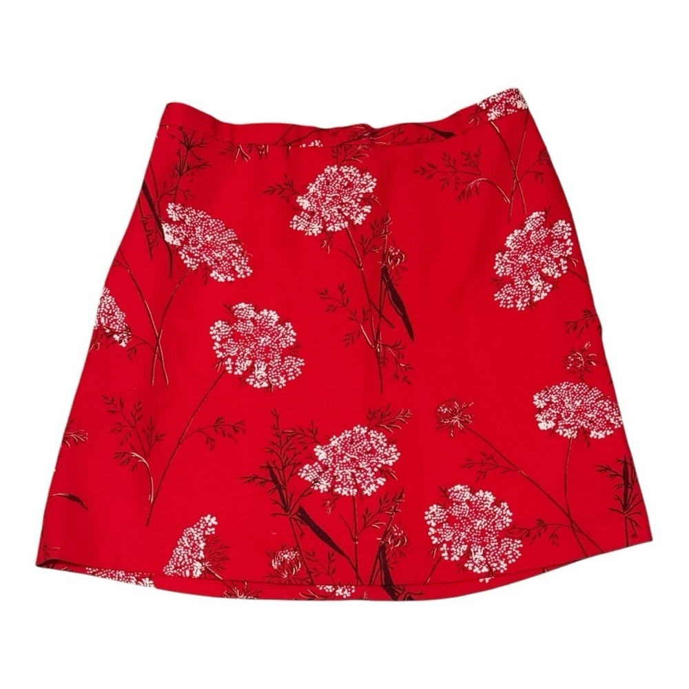 WILFRED Aritzia Red White Floral Mini Skirt Holiday Date Night Party Size 4 Work - Picture 3 of 8